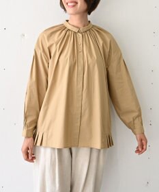 muuc 〈オーガニックコットン〉〈コットンブロード生地〉〈カラーにより異なる生地〉〈通年着られる〉コットン裾プリーツ ブラウス