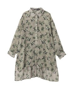 YECCA VECCA フラワー柄シアーロングシャツ