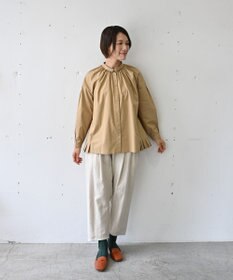 muuc 〈オーガニックコットン〉〈コットンブロード生地〉〈カラーにより異なる生地〉〈通年着られる〉コットン裾プリーツ ブラウス