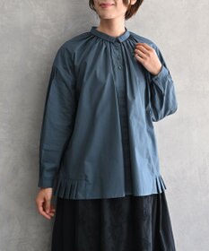 muuc 〈オーガニックコットン〉〈コットンブロード生地〉〈カラーにより異なる生地〉〈通年着られる〉コットン裾プリーツ ブラウス