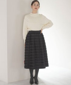 組曲 【WEB限定】ボーダーカットジャカード フレアスカート