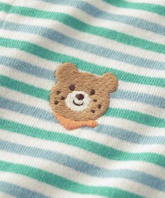 MIKI HOUSE HOT BISCUITS 【70-80cm】 みじんボーダー ワンポイント刺繍 ショートオール