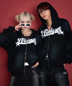 WEGO 【ユニセックス着用ITEM/MLサイズ展開】グラフィックZIPパーカー