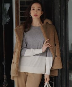 23区 S 【洗える】ウーステッドウール カラーブロック ニット