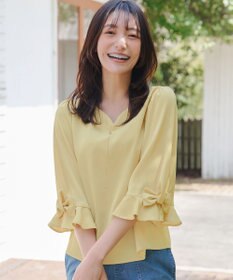 Tiaclasse 【洗える】リボンフレアスリーブブラウス