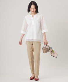 自由区 S 【洗える】ジオメトリックフラワーレースプルオーバー ブラウス