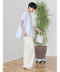 AMERICAN HOLIC 接触冷感フレンチスリーブ切り替えフレアブラウス