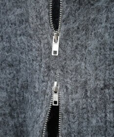 Green Parks フロントジップビックカラーニットブルゾン