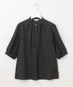 J.PRESS LADIES L 【洗える】 ジオメトリック スタンドカラー ブラウス