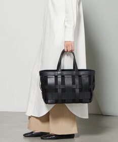 Y'SACCS 【リサイクルレザー】メッシュかごバッグ　large