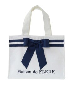 Maison de FLEUR ラインリボンジャカードスクエアトートバッグ