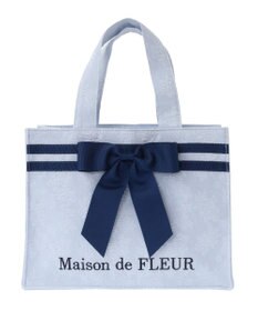 Maison de FLEUR ラインリボンジャカードスクエアトートバッグ
