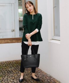 Tiaclasse 【洗える】キーネックカットソートップス