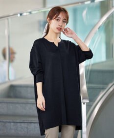 Tiaclasse L 【洗える】キーネックニットチュニック