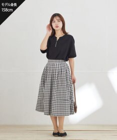 Tiaclasse パール付きキーネックトップス