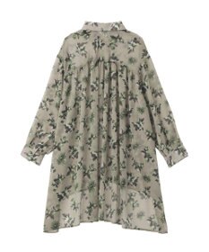 YECCA VECCA フラワー柄シアーロングシャツ