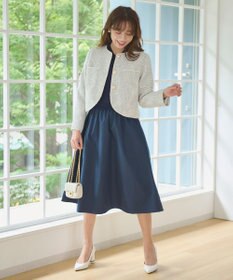 Feroux 【洗える】ニットドッキング ボウタイワンピース