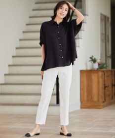 自由区 L 【接触冷感・UVカット・吸水速乾・洗える】シェルタリングテーパード パンツ