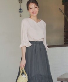 Tiaclasse 【洗える】リボンフレアスリーブブラウス