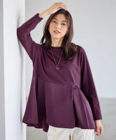 ANY L 【WEB限定】サテンコンビペプラムカットソー