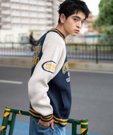 WEGO 【ユニセックス着用ITEM/MLサイズ展開】ジャガードニットスタジャン