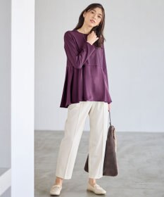 ANY L 【WEB限定】サテンコンビペプラムカットソー