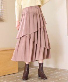 Feroux アシンメトリーティアード スカート ピンク系