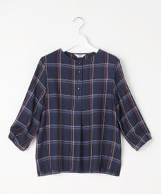 J.PRESS LADIES 【洗える】ハイツイストチェック ボートネック ブラウス