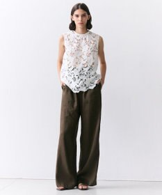 BEIGE， CITRINE / エンブロイダリーレースノースリーブブブラウス