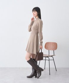 earth music&ecology ウエストリブフレアニットミニワンピース