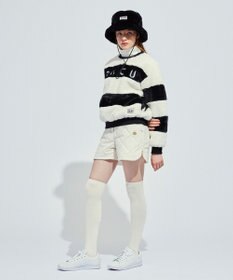 PW CIRCULUS 【ふわもこあったか/防寒/裏地付】【WOMEN】ボーダーフェイクファープルオーバー