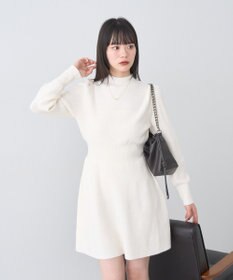 earth music&ecology ウエストリブフレアニットミニワンピース