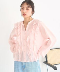 earth music&ecology フリルリボンブラウス