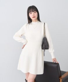 earth music&ecology ウエストリブフレアニットミニワンピース