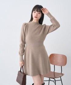 earth music&ecology ウエストリブフレアニットミニワンピース