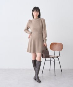 earth music&ecology ウエストリブフレアニットミニワンピース