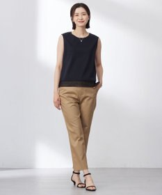 J.PRESS LADIES L 【人気のため追加・洗える】ノースリーブスムースジャージー レース カットソー