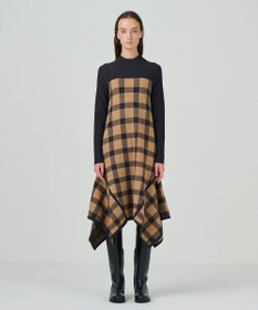 GRACE CONTINENTAL チェックイレヘムニットワンピース