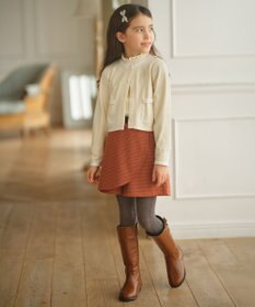 組曲 KIDS 【110-140cm】リボンインターシャニット カーディガン