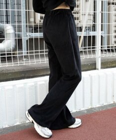 WEGO 【ウエストゴム】ベロアフレアパンツ