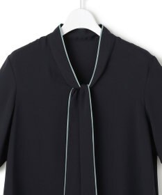 ICB L 【新色追加】BackSatinAmunzen 5分袖配色ボウタイブラウス