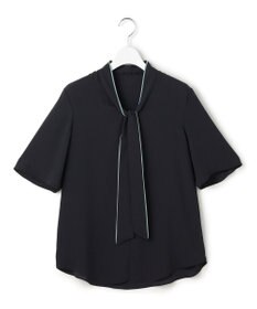 ICB L 【新色追加】BackSatinAmunzen 5分袖配色ボウタイブラウス