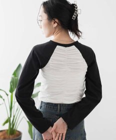 WEGO シャーリングデザインラグランロンT