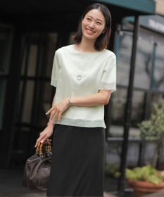 J.PRESS LADIES 【一枚で着映え】コットンスムース レース カットソー