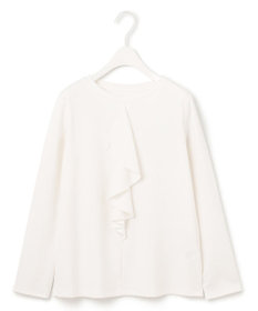 ICB 【洗える】シャイニースムース ドレープフリルカットソー