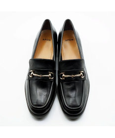 APOM イタリアンレザー ブロックヒールビットローファー45