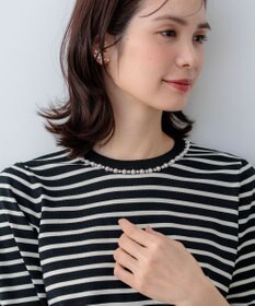 組曲 【WEB限定】クリアストレッチビジューレーン6分袖 ニット