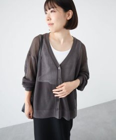 Green Parks メッシュミディ丈ニットカーディガン