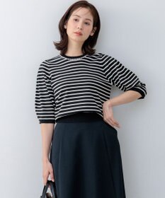 組曲 【WEB限定】クリアストレッチビジューレーン6分袖 ニット