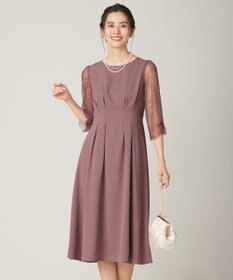 ANY SIS 【Lily Calin】レーススリーブタック ドレス